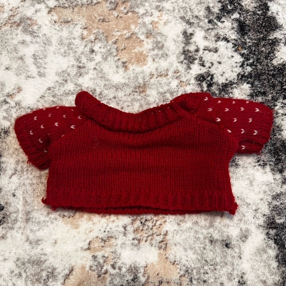 Red Knitted I heart you Sweater for Doll or Plushie - Picture 2 of 5